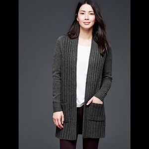 GAP Wool Open-Front Long Knit Cardigan